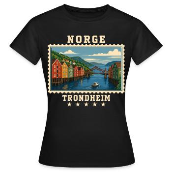 Norwegen Trondheim Vintage Reisemarke - Frauen T-Shirt - Schwarz - Vorne - AI Model Female 172 dark (172cm)