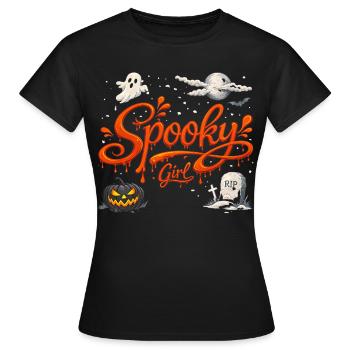 Spooky Girl Shirt Retro Halloween-Shirts Frauen - Frauen T-Shirt - Schwarz - Vorne - AI Model Female 172 dark (172cm)
