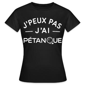 Pétanque Humour Cadeau Passionné de Boules - T-shirt Femme - noir - Devant - AI Model Female 172 dark (172cm)