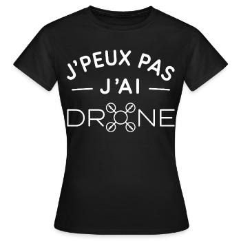 Drone Humour Cadeau Passionné de Pilotage - T-shirt Femme - noir - Devant - AI Model Female 172 dark (172cm)