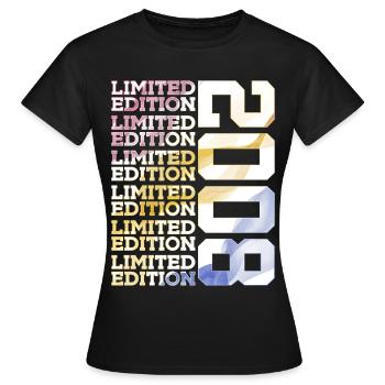 LIMITED EDITION 2008 - 18 JAHRE - 18. GEBURTSTAG - Frauen T-Shirt - Schwarz - Vorne - AI Model Female 172 dark (172cm)