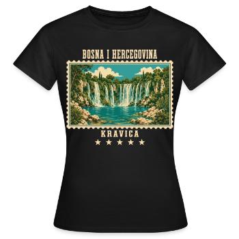 Bosnien und Herzegowina Kravica Vintage Reisemarke - Frauen T-Shirt - Schwarz - Vorne - AI Model Female 172 dark (172cm)