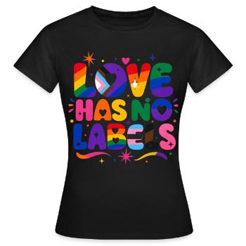 Love Has No Labels Regenbogen Pride Spruch - Frauen T-Shirt - Schwarz - Vorne - AI Model Female 172 dark (172cm)