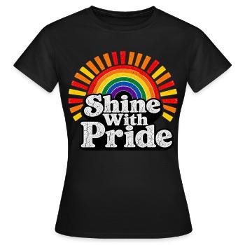 Shine With Pride LGBTQ Statement Retro Motif - Women's T-Shirt - black - Front - AI Model Female 172 dark (172cm)