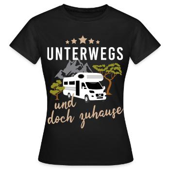 Unterwegs und doch zuhause. Camping mit Wohnmobil - Frauen T-Shirt - Schwarz - Vorne - AI Model Female 172 dark (172cm)