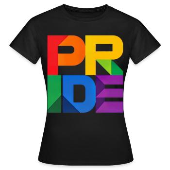 Pride Modern Block Design Regenbogen Schriftzug - Frauen T-Shirt - Schwarz - Vorne - AI Model Female 172 dark (172cm)