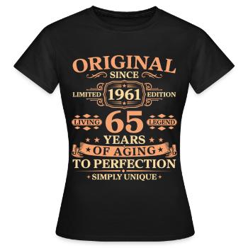 Original since 1961 Birthday 65 Years - Frauen T-Shirt - Schwarz - Vorne - AI Model Female 172 dark (172cm)