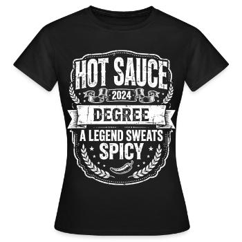 Légende du degré épicé de la sauce piquante - T-shirt Femme - noir - Devant - AI Model Female 172 dark (172cm)