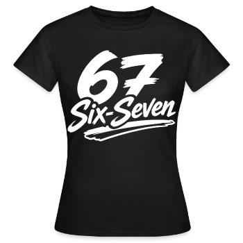 six seven | Zahlenduo 6 und 7 | Fröhliche Ziffern - Frauen T-Shirt - Schwarz - Vorne - AI Model Female 172 dark (172cm)