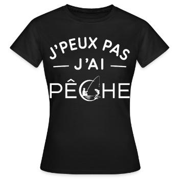 Pêche Humour Cadeau Passionné de Pêche - T-shirt Femme - noir - Devant - AI Model Female 172 dark (172cm)