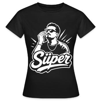 Süper Script Wortmarke Jugendwort - Frauen T-Shirt - Schwarz - Vorne - AI Model Female 172 dark (172cm)