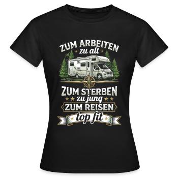 Rentner Wohnmobil - Lustiges Camping Opa T-Shirt - Frauen T-Shirt - Schwarz - Vorne - AI Model Female 172 dark (172cm)