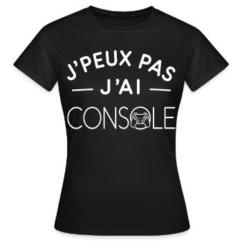 Console Humour Cadeau Passionné de Jeux Vidéo - T-shirt Femme - noir - Devant - AI Model Female 172 dark (172cm)