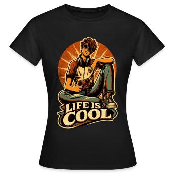 Life Is Cool – Retro Gamer - Frauen T-Shirt - Schwarz - Vorne - AI Model Female 172 dark (172cm)