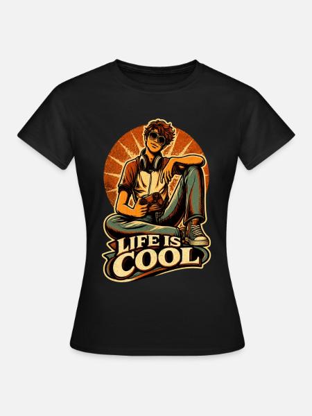 Life Is Cool – Retro Gamer - Frauen T-Shirt - Schwarz