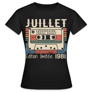 Juli 1981 Geburtstagsgeschenk Juli 1981 - Frauen T-Shirt - Schwarz - Vorne - AI Model Female 172 dark (172cm)