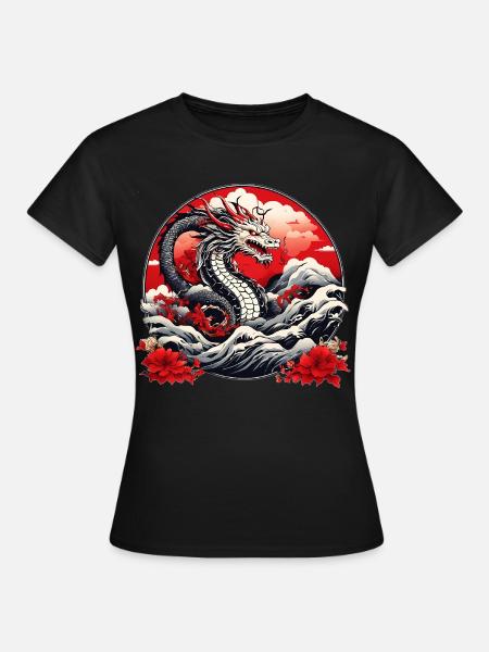 Japanischer Drachen - Frauen T-Shirt - Schwarz