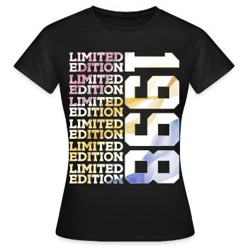 LIMITED EDITION 1998 - 28 JAHRE - 28. GEBURTSTAG - Frauen T-Shirt - Schwarz - Vorne - AI Model Female 172 dark (172cm)
