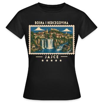 Bosnien und Herzegowina Jajce Vintage Reisemarke - Frauen T-Shirt - Schwarz - Vorne - AI Model Female 172 dark (172cm)