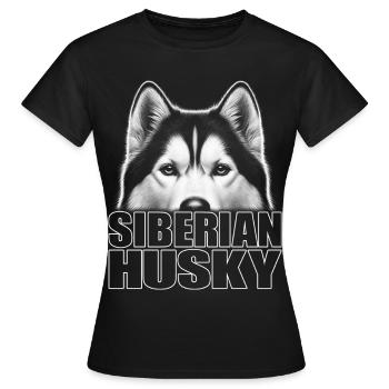 Husky Porträt mit Schriftzug Siberian Husky - Frauen T-Shirt - Schwarz - Vorne - AI Model Female 172 dark (172cm)