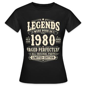  46. Geburtstag Geschenk Mann 1980 Vintage Retro - Frauen T-Shirt - Schwarz - Vorne - AI Model Female 172 dark (172cm)
