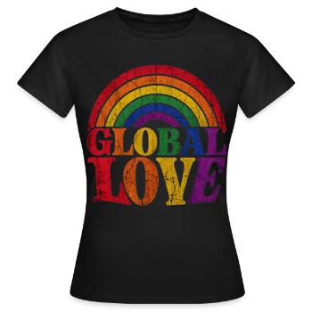 T-shirt Global Love Rainbow Rainbow Pride Proud Saying - T-shirt Femme - noir - Devant - AI Model Female 172 dark (172cm)