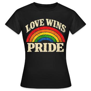 Love Wins Pride Regenbogen CSD LGBTQ Community - Frauen T-Shirt - Schwarz - Vorne - AI Model Female 172 dark (172cm)