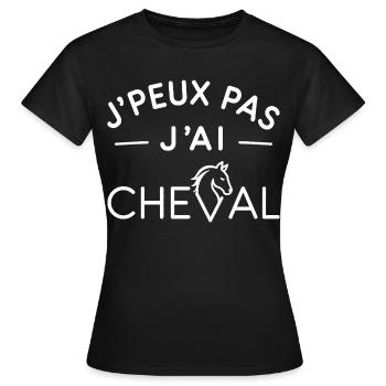 Cheval Humour Cadeau Passionné d'Équitation - T-shirt Femme - noir - Devant - AI Model Female 172 dark (172cm)
