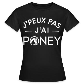 Poney Humour Cadeau Passionné d'Équitation - T-shirt Femme - noir - Devant - AI Model Female 172 dark (172cm)