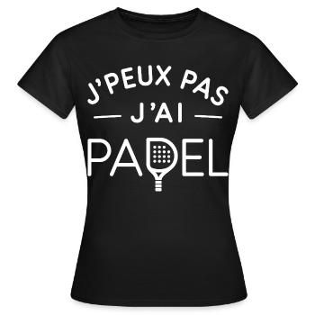 Padel Humour Cadeau Passionné de Raquette - T-shirt Femme - noir - Devant - AI Model Female 172 dark (172cm)