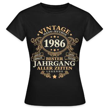 Vintage 1986 Jahrgang Mann 40. Geburtstag - Frauen T-Shirt - Schwarz - Vorne - AI Model Female 172 dark (172cm)