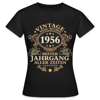 Vintage 1956 Jahrgang Mann 70. Geburtstag - Frauen T-Shirt - Schwarz - Vorne - AI Model Female 172 dark (172cm)