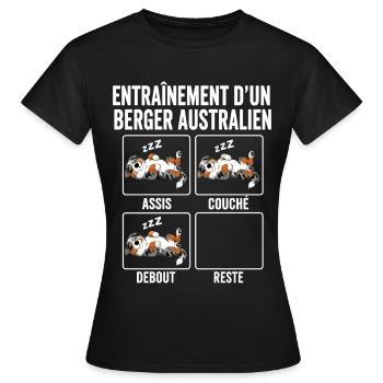 Chien Entraînement Berger Australien - T-shirt Femme - noir - Devant - AI Model Female 172 dark (172cm)