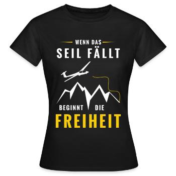 Wenn das Seil fällt beginnt Freiheit - Frauen T-Shirt - Schwarz - Vorne - AI Model Female 172 dark (172cm)