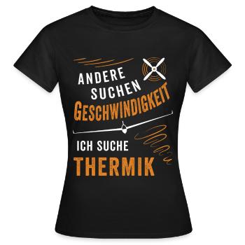 Ich suche Thermik Segelflug - Frauen T-Shirt - Schwarz - Vorne - AI Model Female 172 dark (172cm)