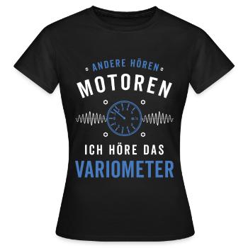 Ich höre das Variometer Segelflug - Frauen T-Shirt - Schwarz - Vorne - AI Model Female 172 dark (172cm)
