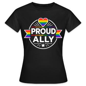 Proud Ally für Pride Unterstützer LGBTQ CSD Outfit - Frauen T-Shirt - Schwarz - Vorne - AI Model Female 172 dark (172cm)