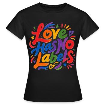 Love Has No Labels für Pride Fans Tshirt Aufkleber - Frauen T-Shirt - Schwarz - Vorne - AI Model Female 172 dark (172cm)