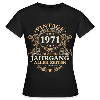 Vintage 1971 Jahrgang Mann 55. Geburtstag - Frauen T-Shirt - Schwarz - Vorne - AI Model Female 172 dark (172cm)