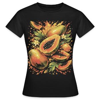 Papaya Tropic exotische Fruchtspritzkunst - Frauen T-Shirt - Schwarz - Vorne - AI Model Female 172 dark (172cm)