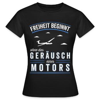 Freiheit beginnt ohne Motor Segelflieger - Frauen T-Shirt - Schwarz - Vorne - AI Model Female 172 dark (172cm)