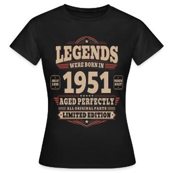 75. Geburtstag Geschenk Mann 1951 Vintage Retro - Frauen T-Shirt - Schwarz - Vorne - AI Model Female 172 dark (172cm)