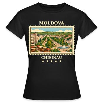 Vltava Chișinău Vintage Travel Brand - Women's T-Shirt - black - Front - AI Model Female 172 dark (172cm)