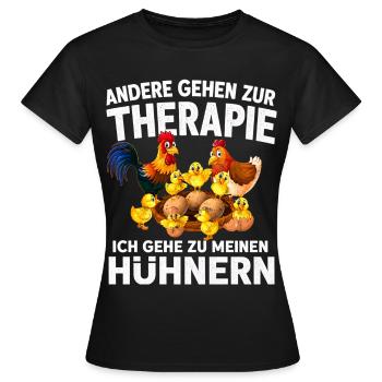 Hühner Therapie Hühnerliebhaber Landleben - Frauen T-Shirt - Schwarz - Vorne - AI Model Female 172 dark (172cm)