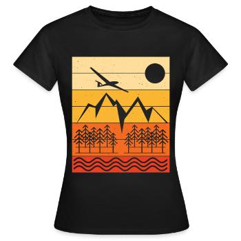 Segelflug Landschaft Design Sunset - Frauen T-Shirt - Schwarz - Vorne - AI Model Female 172 dark (172cm)