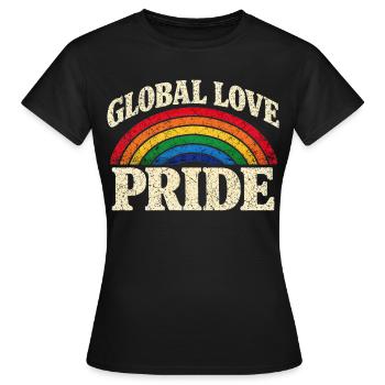 Global Love Pride Regenbogen Vintage T-Shirt  - Frauen T-Shirt - Schwarz - Vorne - AI Model Female 172 dark (172cm)