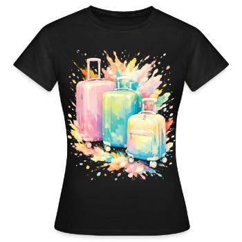 Valise Voyage Couleur Pastel Splash Art - T-shirt Femme - noir - Devant - AI Model Female 172 dark (172cm)