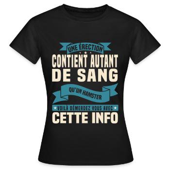 Cadeau humour personnalisé - T-shirt Femme - noir - Devant - AI Model Female 172 dark (172cm)