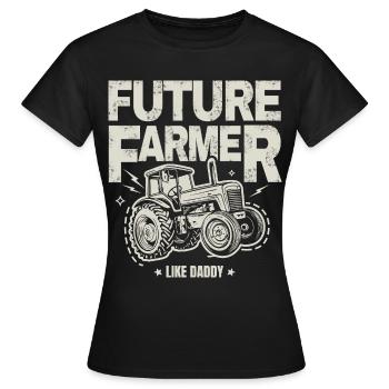 Zukünftiger Farmer Baby Tractor Vintage Dad - Frauen T-Shirt - Schwarz - Vorne - AI Model Female 172 dark (172cm)