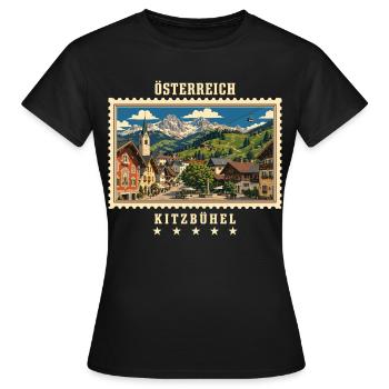 Österreich Kitzbühel Vintage Reisemarke - Frauen T-Shirt - Schwarz - Vorne - AI Model Female 172 dark (172cm)